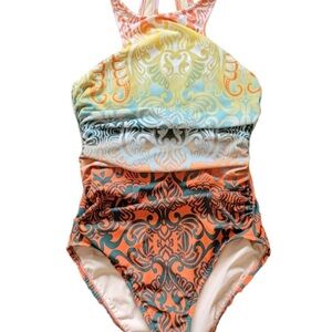 Magicsuit. Tropical one piece halter. Size 10.